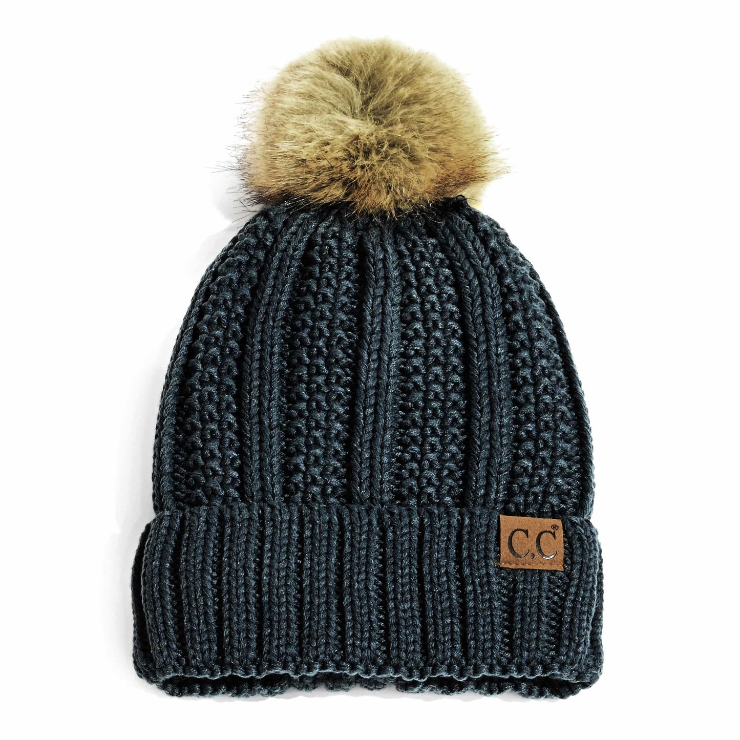 CC Bold Pom Accented Kids Youth to Adult Beanies Hats