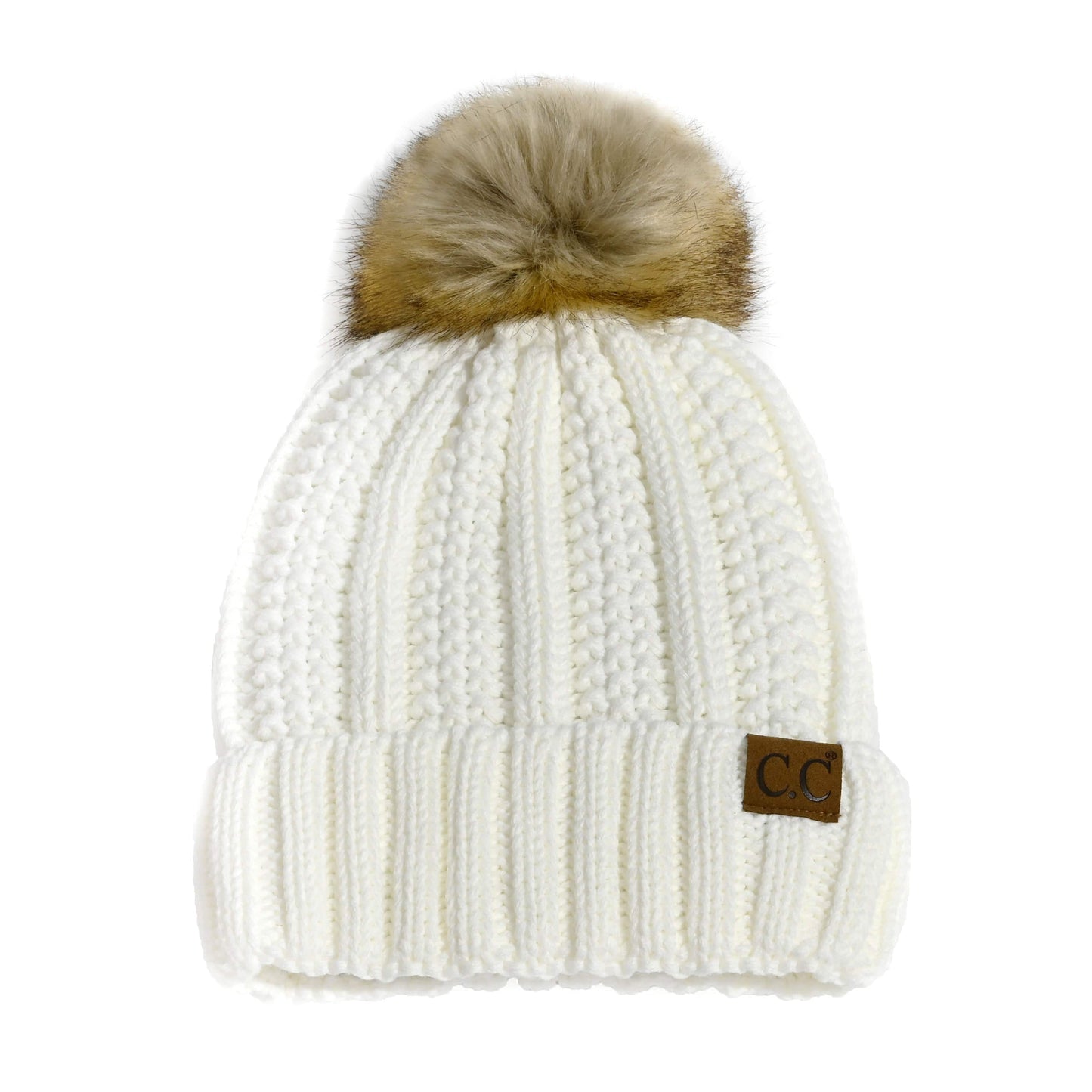 CC Bold Pom Accented Kids Youth to Adult Beanies Hats