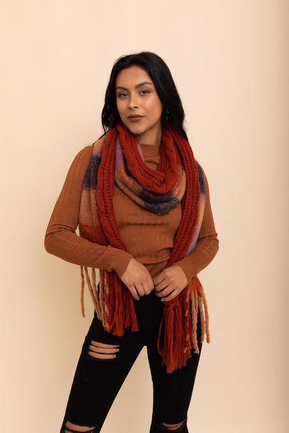 Knit Blend Tassel Trim Scarf