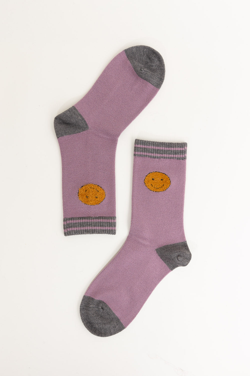 100% Cashmere Threaded Smiles Crew Socks