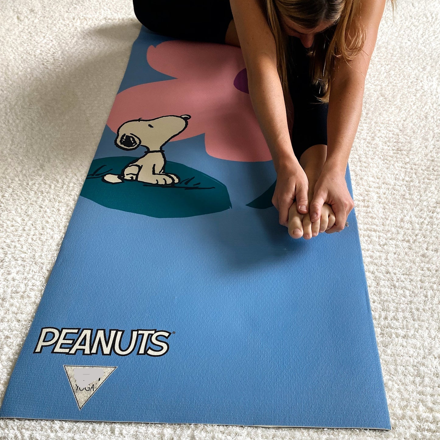 Yune Yoga Mat Peanuts Snoopy Flower Blue