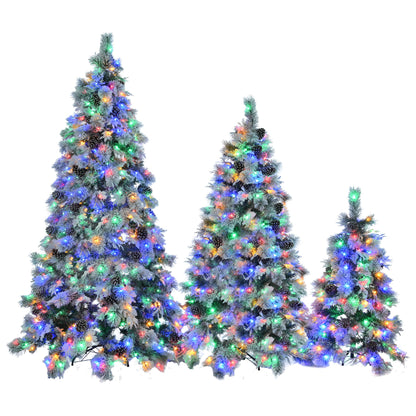 Pre-Lit Spruce Snow Flocked Xmas Tree Set - 4FT, 6FT, 7.5FT with Pine