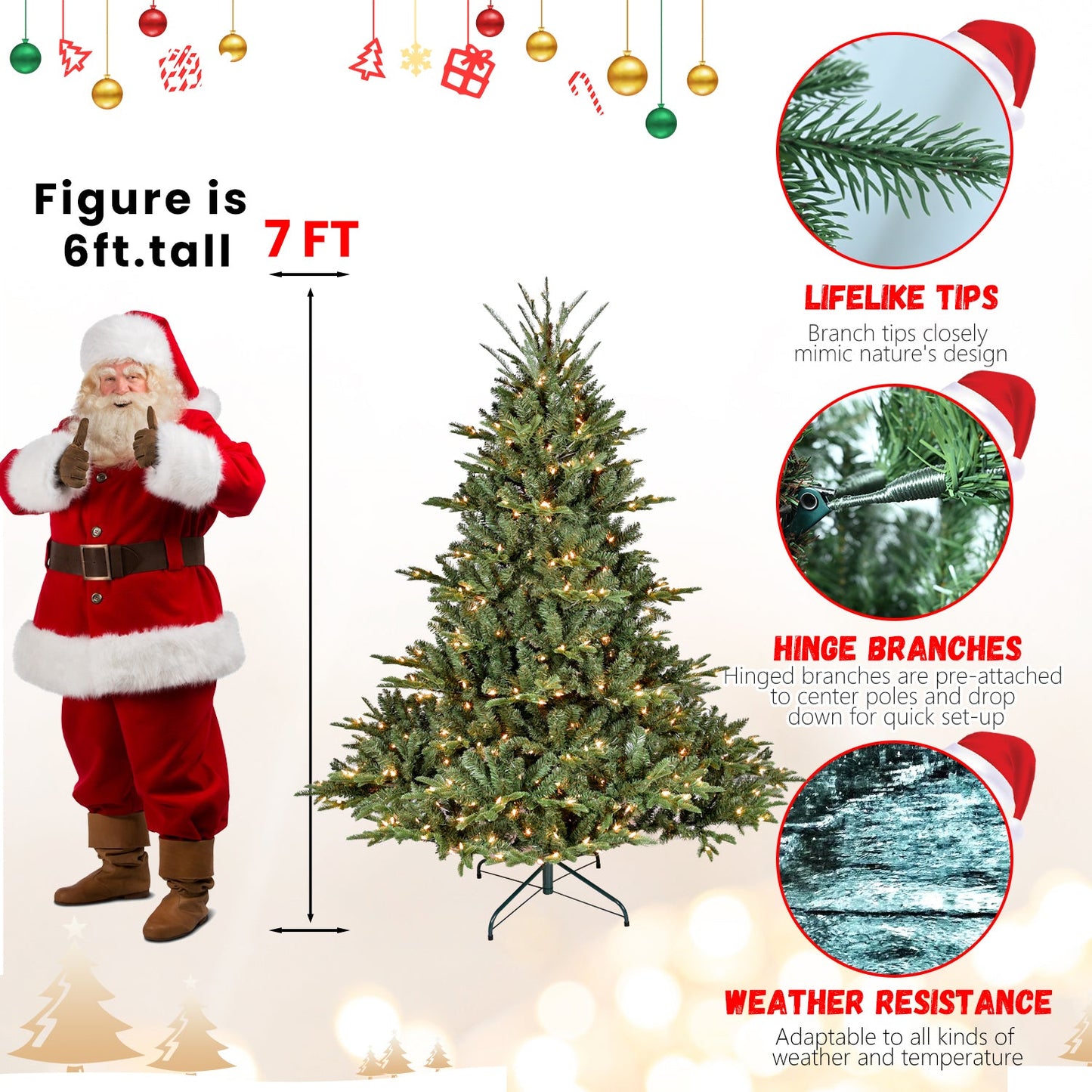 7FT Christmas Tree Simulate Nature Advanced Materials Premium Hinged