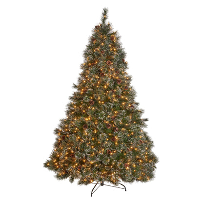 9' Cashmere and Snow Bristle Mixed Tree with 105 Pine Cones and