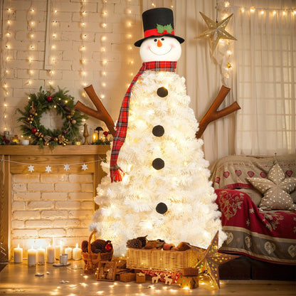 4ft Pre-lit Christmas Tree with 100 Lights, Snowman-Shaped Artificial