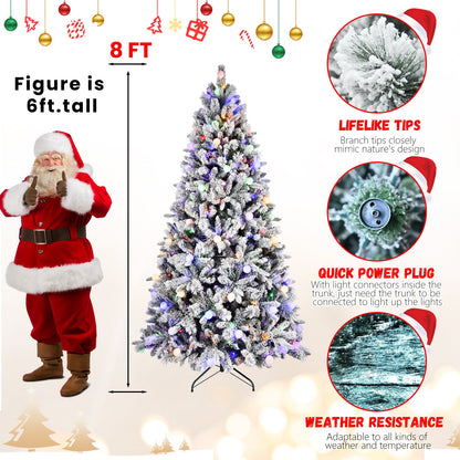 8FT PE+PVC  Floceked Christmas Tree with Easy Power & Memory Wire