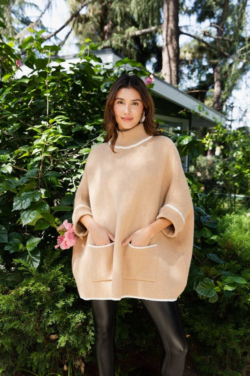 CozyCove Turtle Neck Poncho with Easy Sleeves