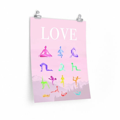 Love Yoga 14 Poses Premium Matte Poster