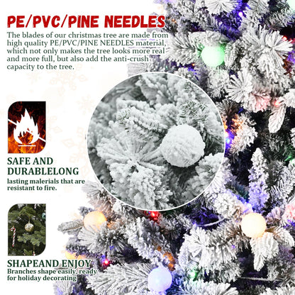 8FT PE+PVC  Floceked Christmas Tree with Easy Power & Memory Wire