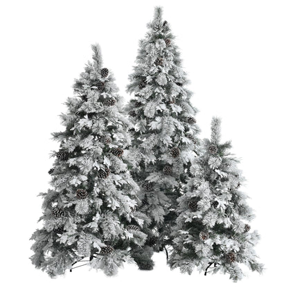 Pre-Lit Spruce Snow Flocked Xmas Tree Set - 4FT, 6FT, 7.5FT with Pine