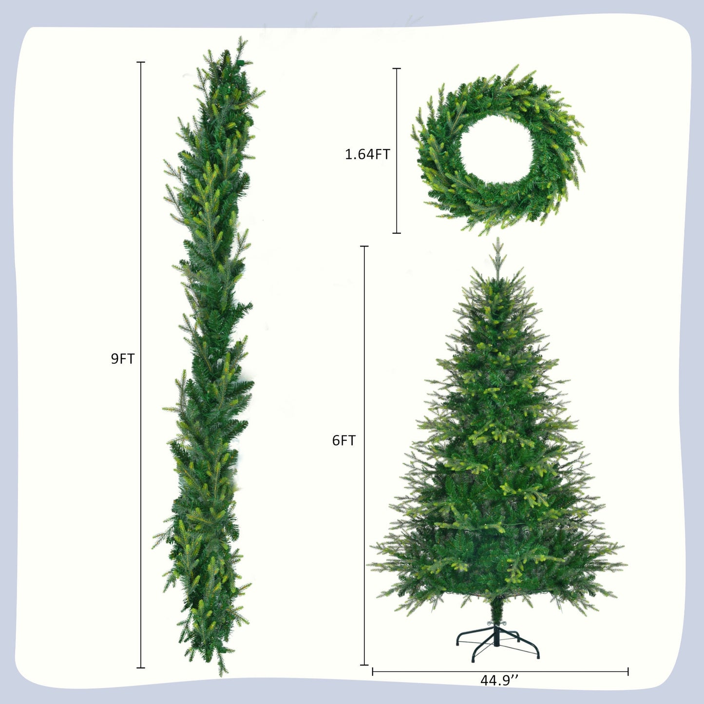 6FT Pre-Lit Aspen Fir Artificial Christmas Tree with Wreath &