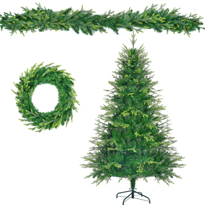 6FT Pre-Lit Aspen Fir Artificial Christmas Tree with Wreath &