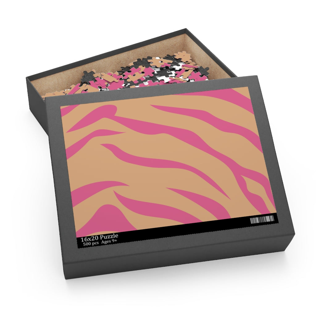 Pink Leopard Stripes Jigsaw Puzzle 500-Piece