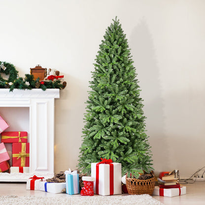 9Ft Pre-Lit Slim Christmas Tree, Green, Fir Xmas 'Feel Real'