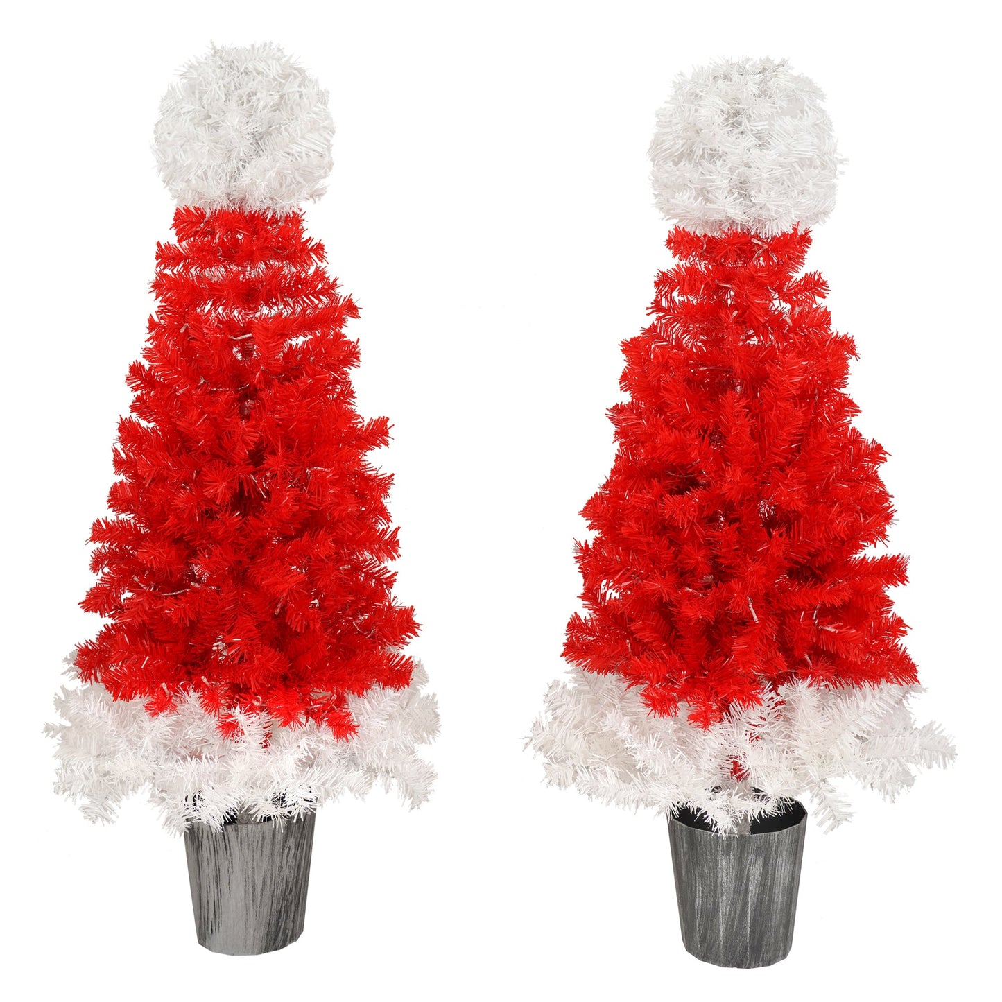 Lighted  Santa Hat Style Christmas Tree Set of 2, 4ft Artificial Tree