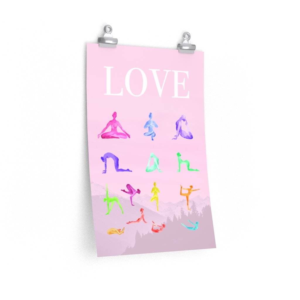 Love Yoga 14 Poses Premium Matte Poster