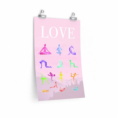 Love Yoga 14 Poses Premium Matte Poster