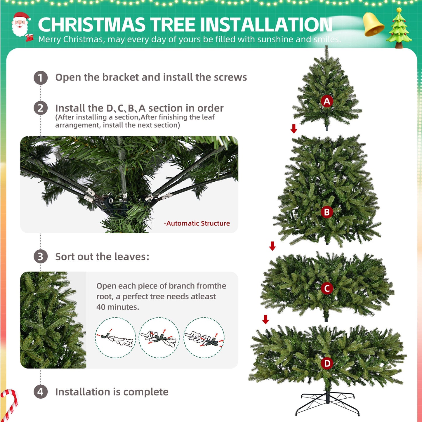 9Ft Artificial Christmas Tree with 2576 PE&PVC Mixed Branch Tips,