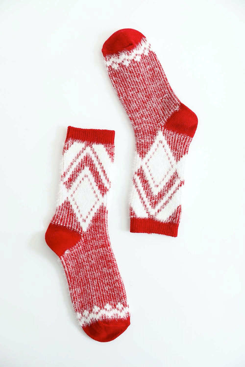 Faux Mohair Diamond Pattern Socks