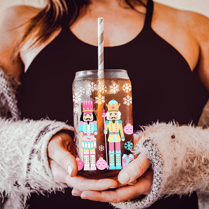 Nutcracker Nut Holiday Glass Cup & Straws