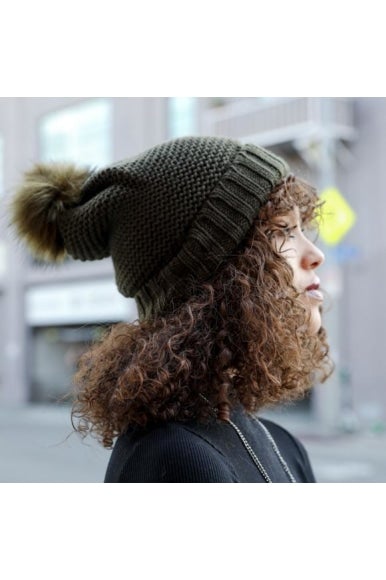 Pom Beanie with Faux Sherpa Lining