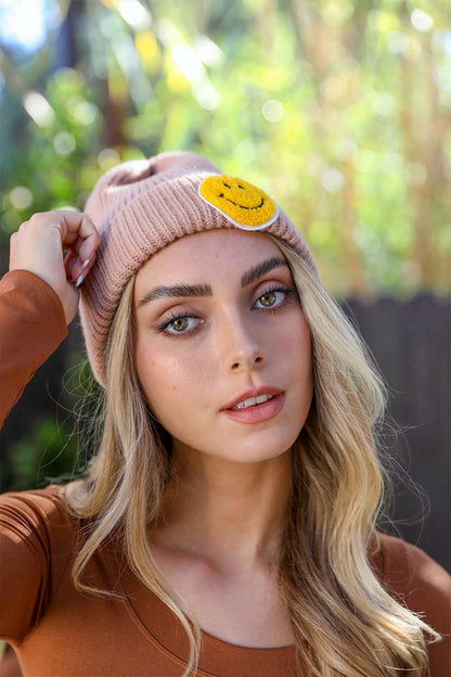 Smiley Face Ribbed Beanie 🙂