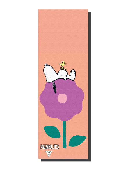 Yune Yoga Mat Peanuts Snoopy and Woodstock Tan Flower