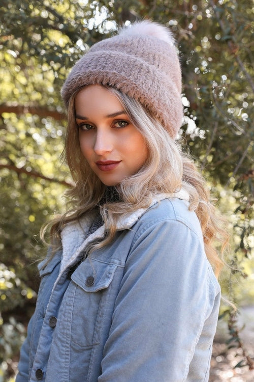 Soft Mohair Pom Beanie