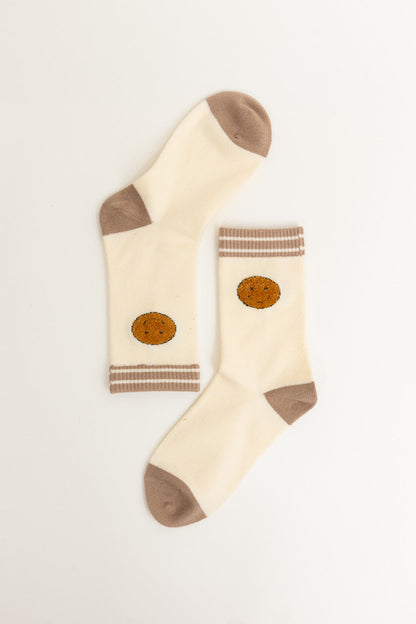 100% Cashmere Threaded Smiles Crew Socks